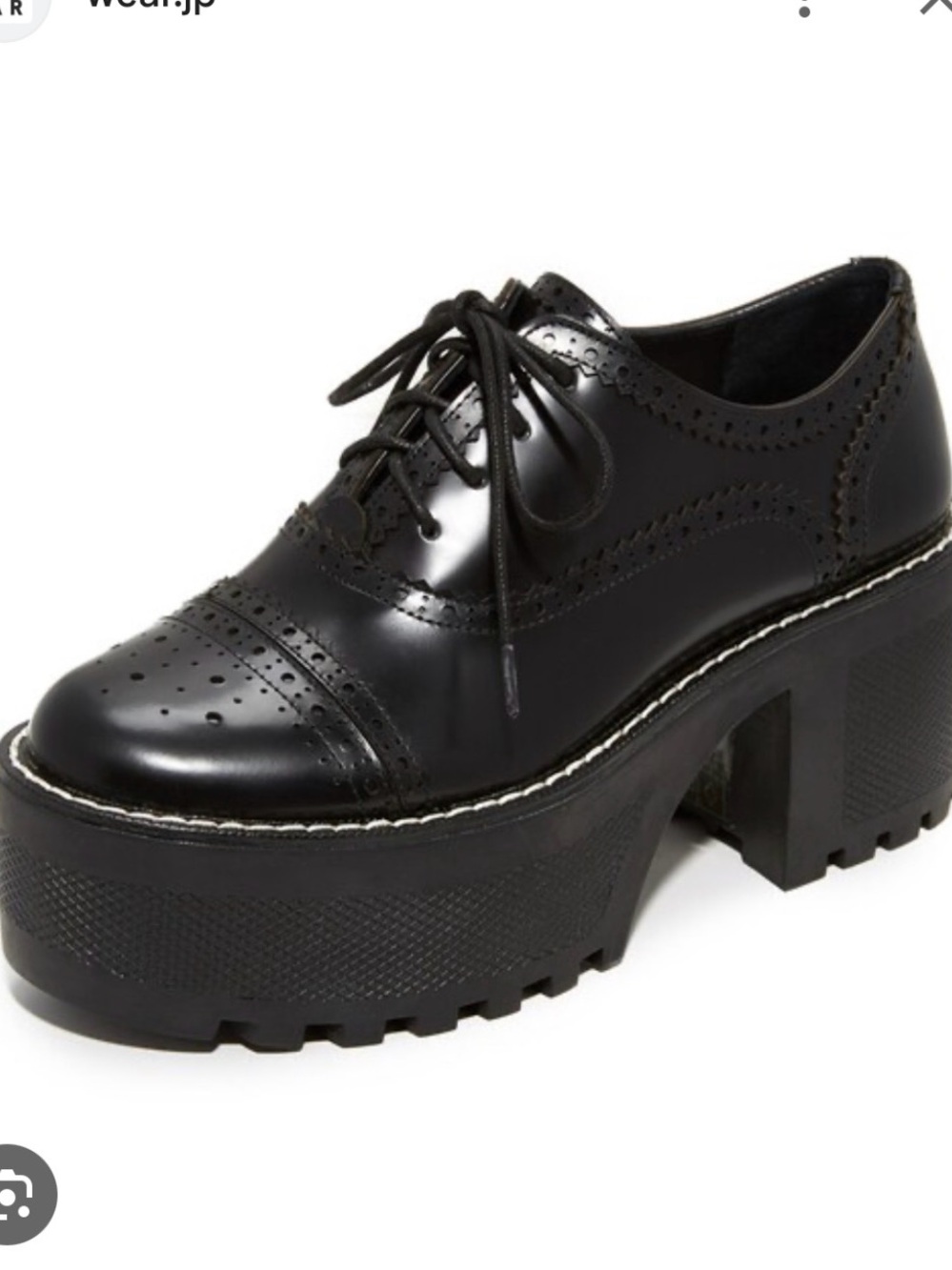 Alice + Olivia Black Leather Platform Brogue Lace-Up Boot
